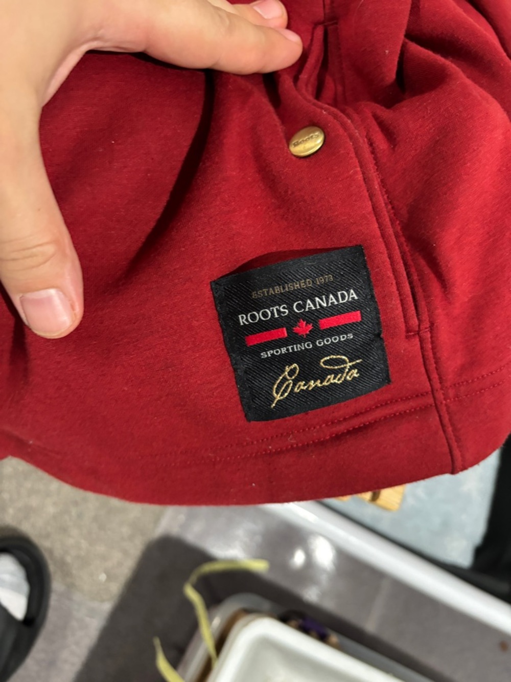 Roots Team Canada Red Zip Sweater with Gray Trim - Picture 8 of 9